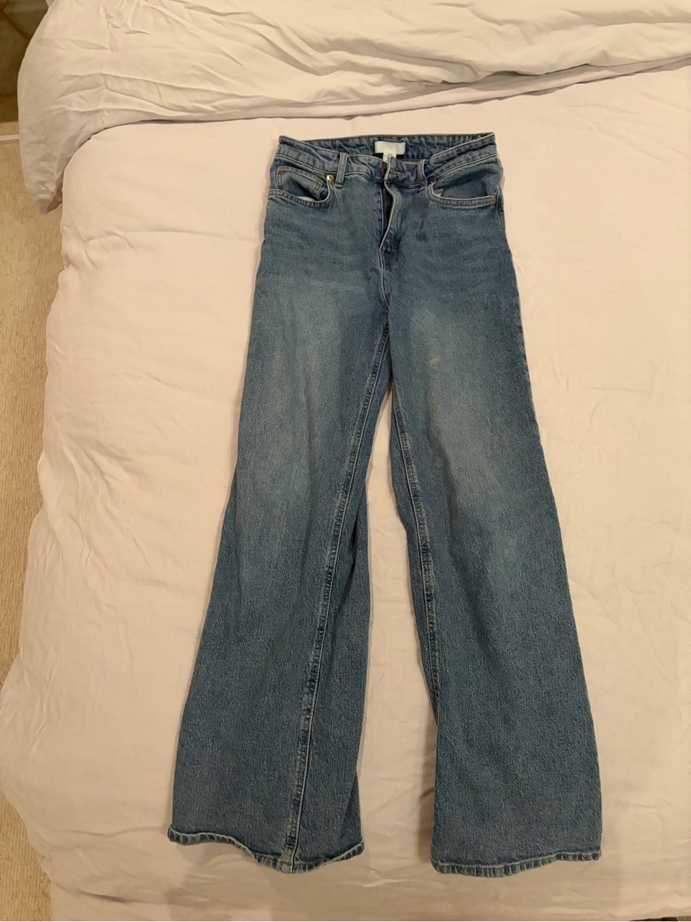 H&M Medium Blue High-Rise Wide-Leg Jeans